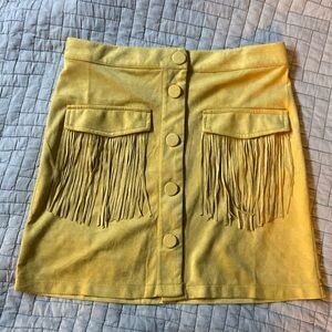 Flying Tomato Molly Mustard Fringe Skirt Sz L